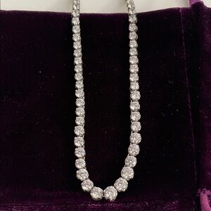 Sterling Silver CZ Tennis Necklace  Women's Jewelry